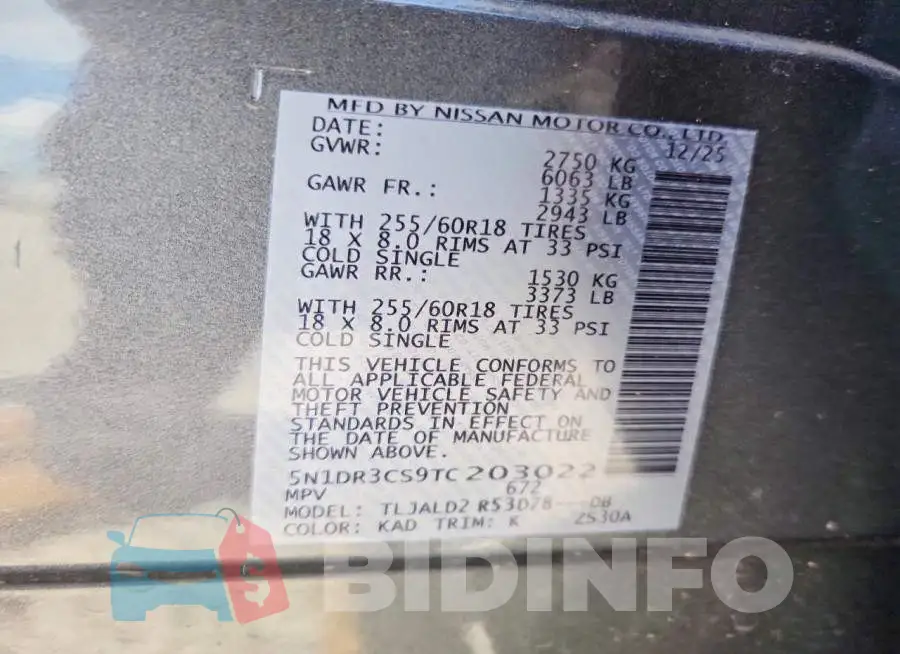 5N1DR3CS9TC203022 Photo# 12