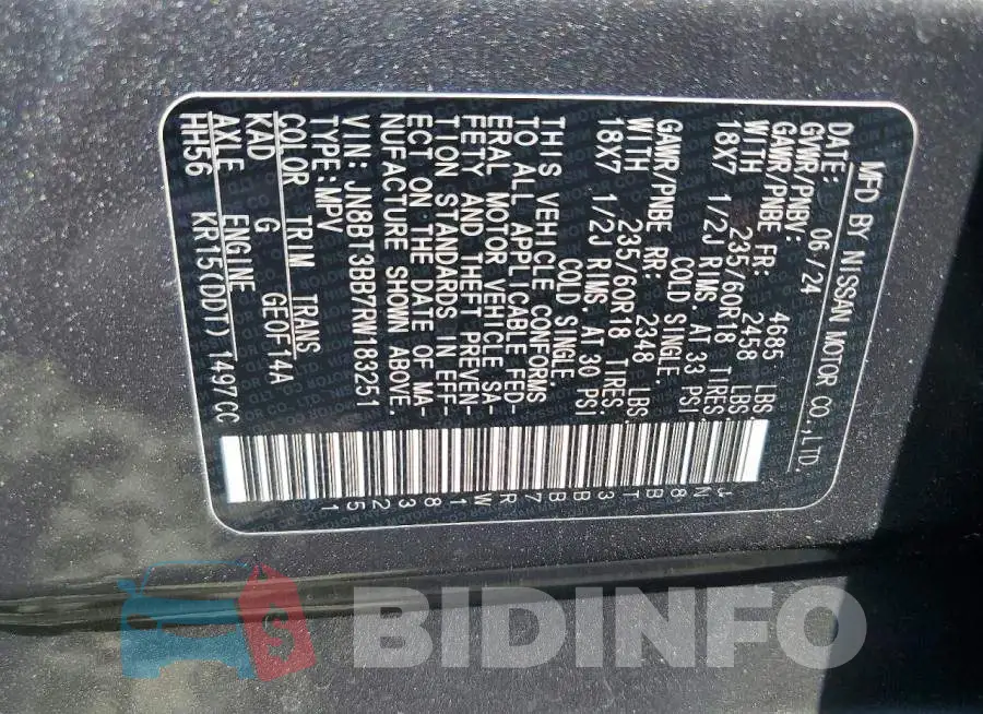 JN8BT3BB7RW183251 Photo# 13