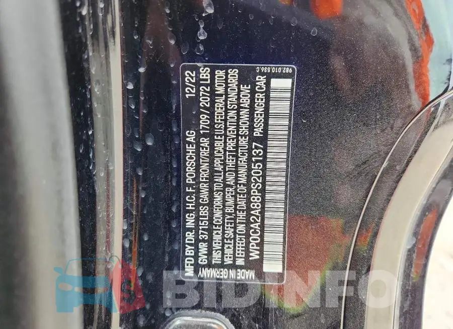 WP0CA2A88PS205137 Photo# 12
