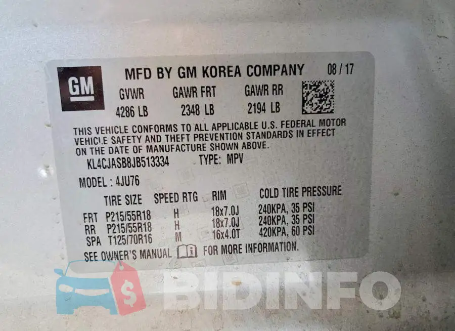 KL4CJASB8JB513334 Photo# 13