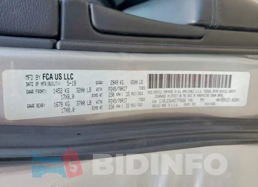 1C4RJEAG4KC776680 Photo# 13