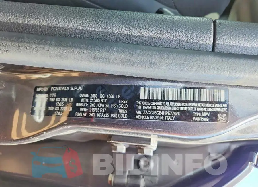 ZACCJBCB4HPE77474 Photo# 12