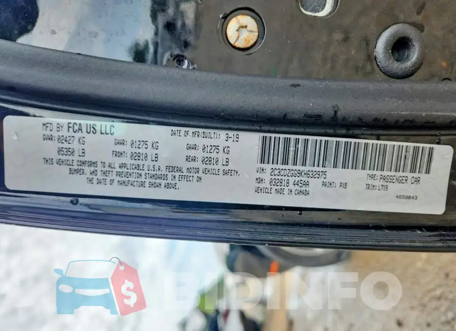 2C3CDZGG9KH632975 Photo# 13