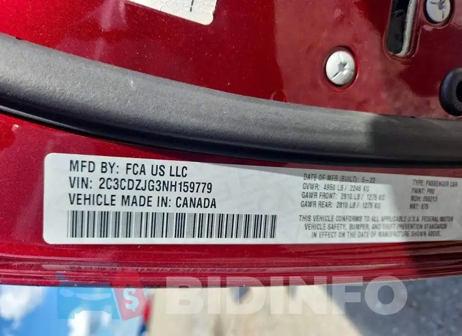 2C3CDZJG3NH159779 Photo# 13