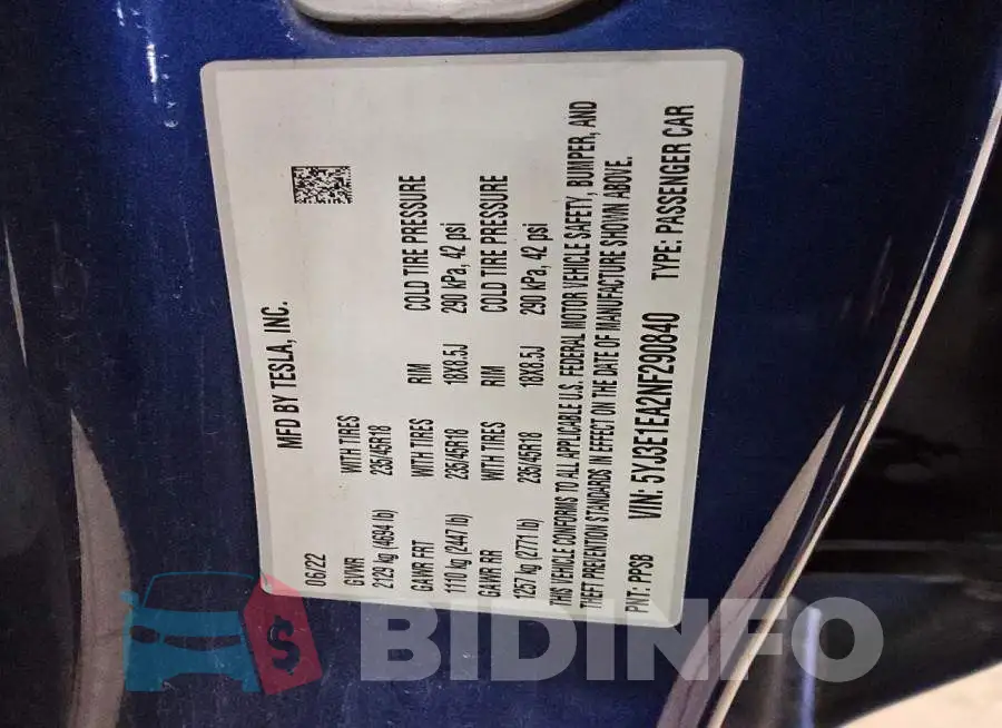5YJ3E1EA2NF290840 Photo# 12