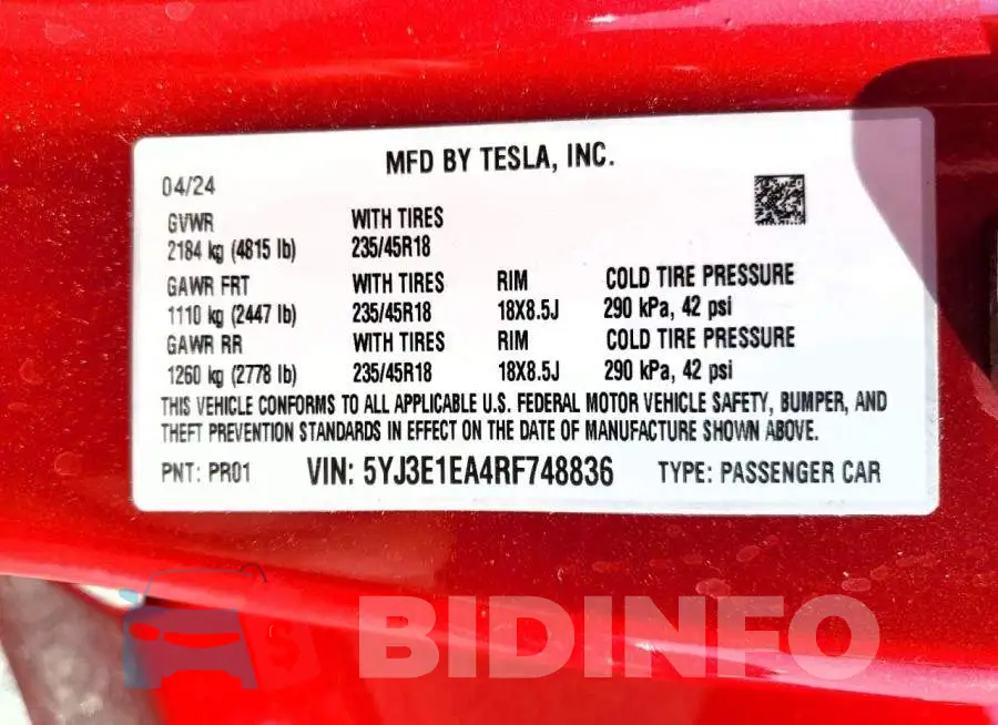 5YJ3E1EA4RF748836 Photo# 12