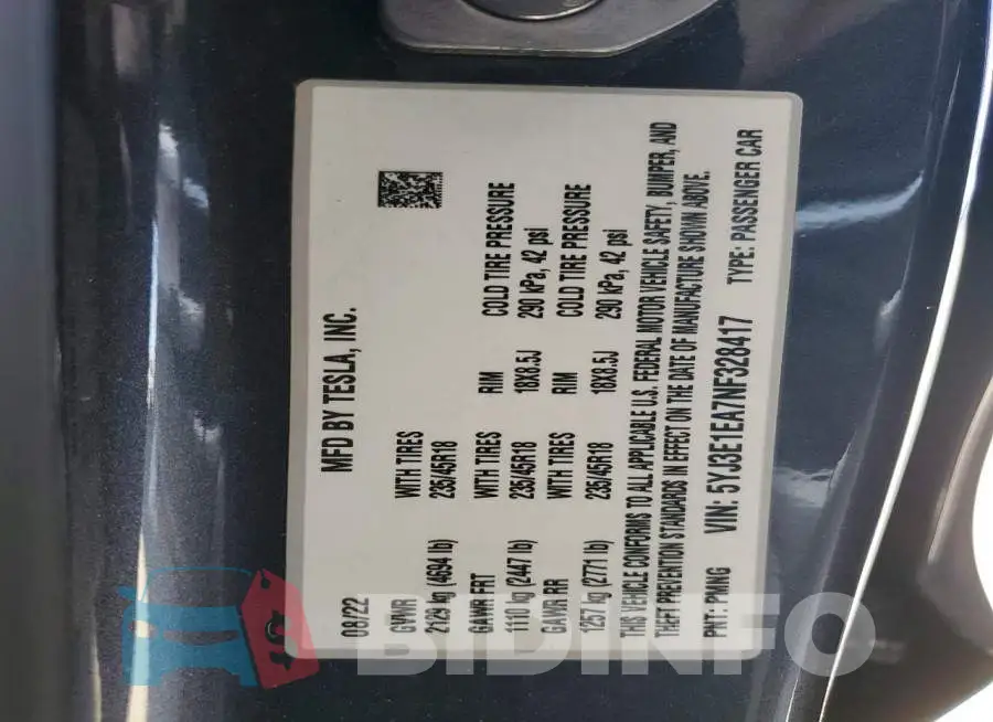 5YJ3E1EA7NF328417 Photo# 12
