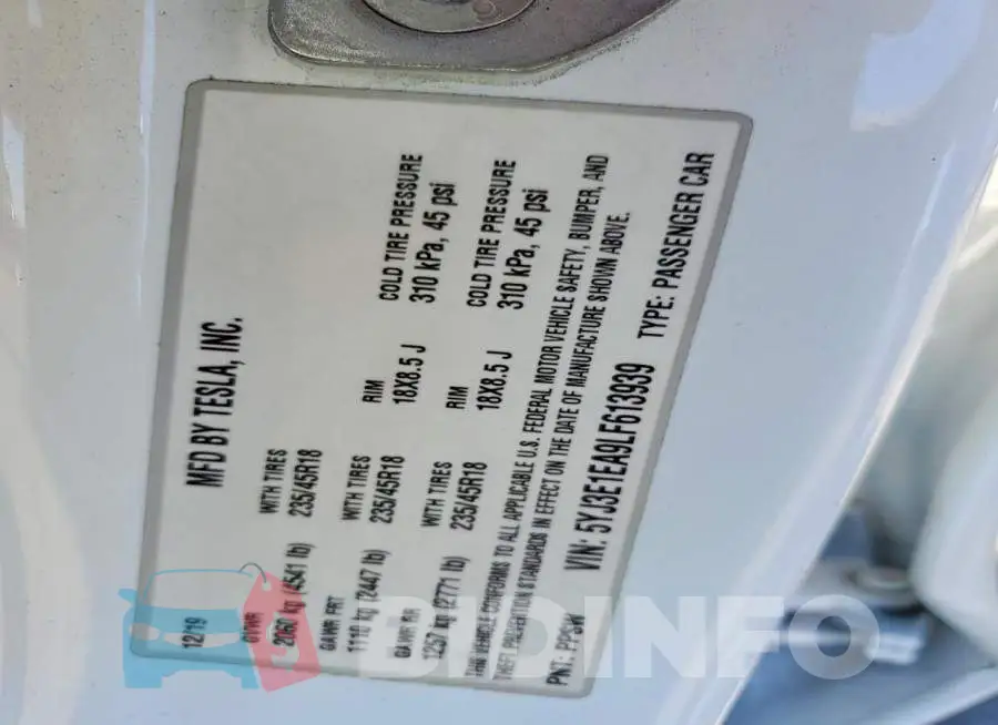 5YJ3E1EA9LF613939 Photo# 12