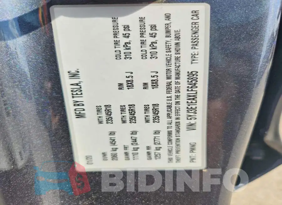 5YJ3E1EAXLF645895 Photo# 12