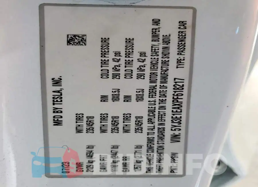 5YJ3E1EAXPF618217 Photo# 12