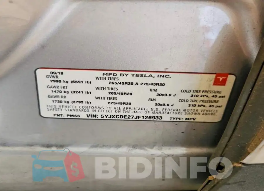 5YJXCDE27JF126933 Photo# 12