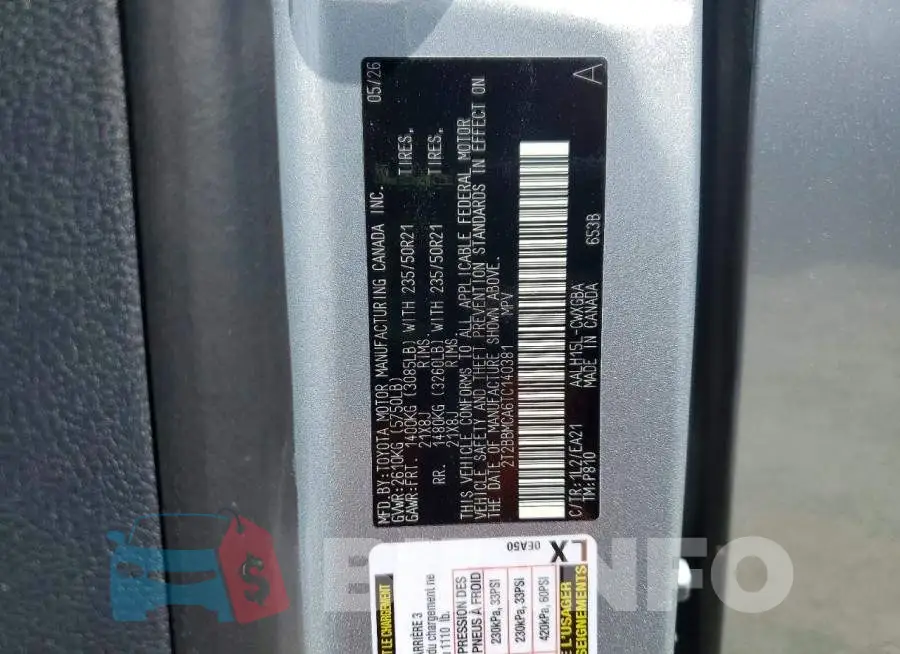 2T2BBMCA6TC140381 Photo# 12