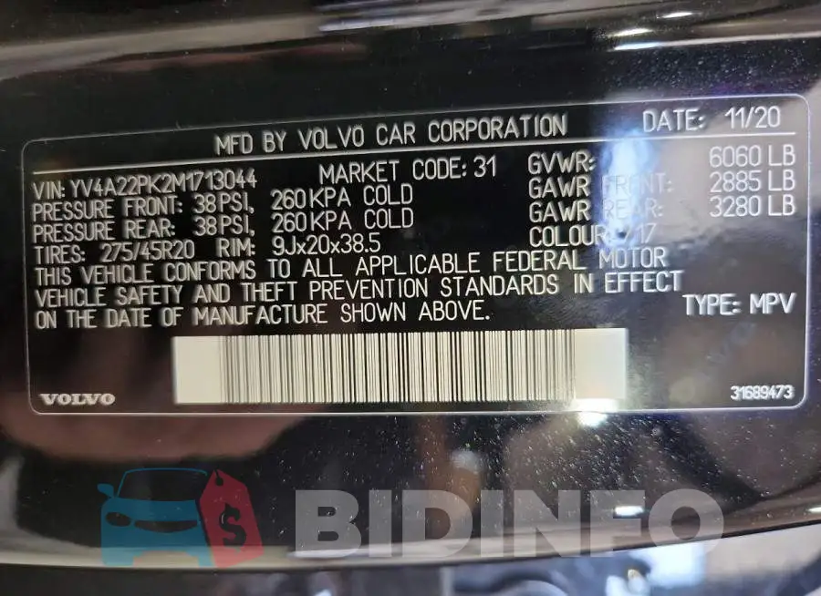 YV4A22PK2M1713044 Photo# 13