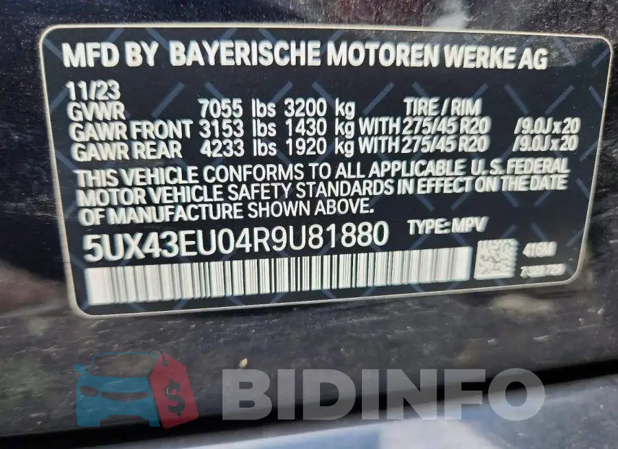 5UX43U04R9U81880 Photo# 13