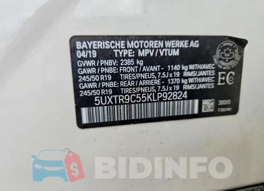 5UXTR9C55KLP92824 Photo# 13