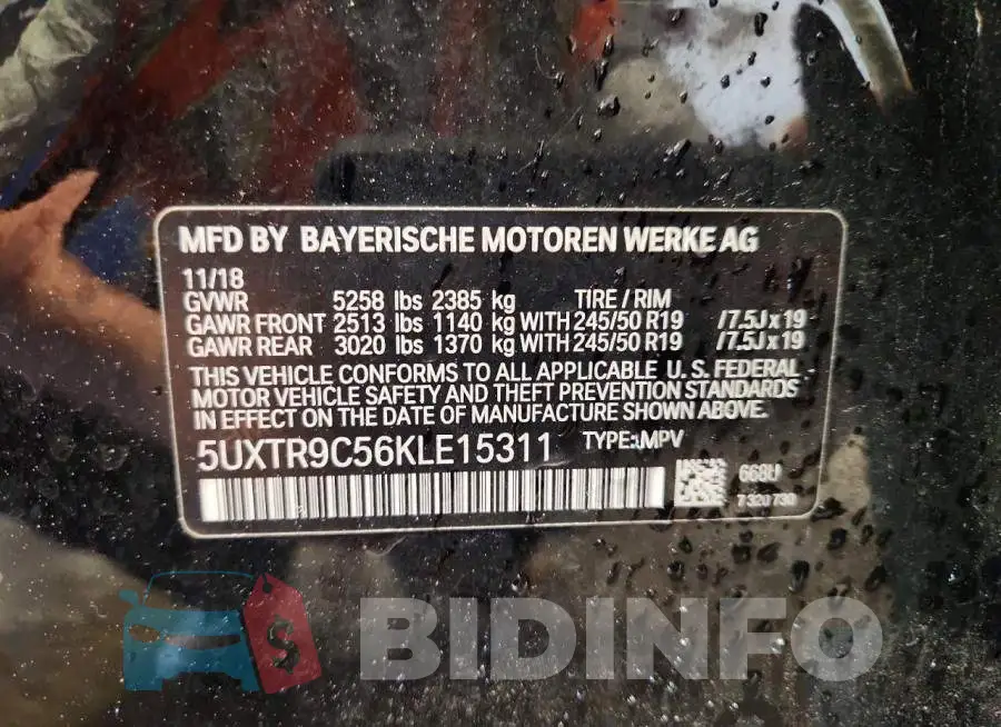5UXTR9C56KLE15311 Photo# 13