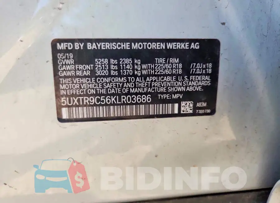 5UXTR9C56KLR03686 Photo# 13
