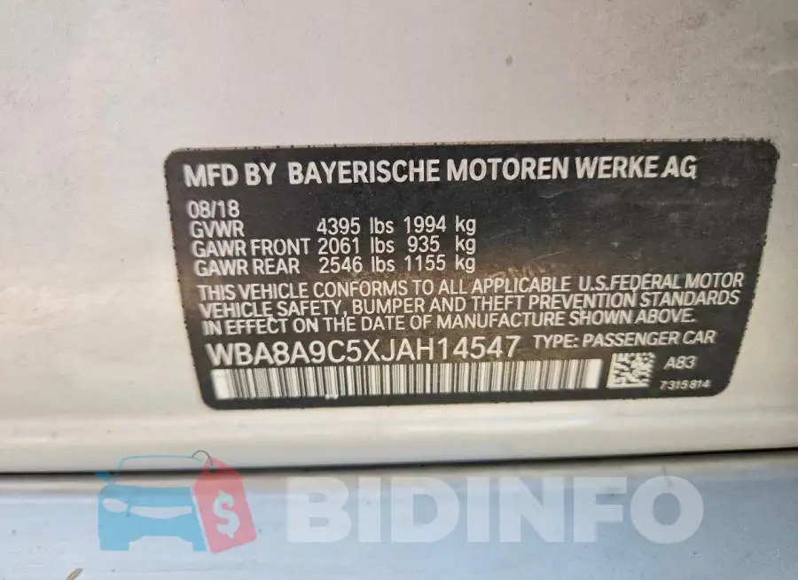 WBA8A9C5XJAH14547 Photo# 12