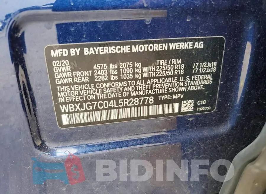WBXJG7C04L5R28778 Photo# 12
