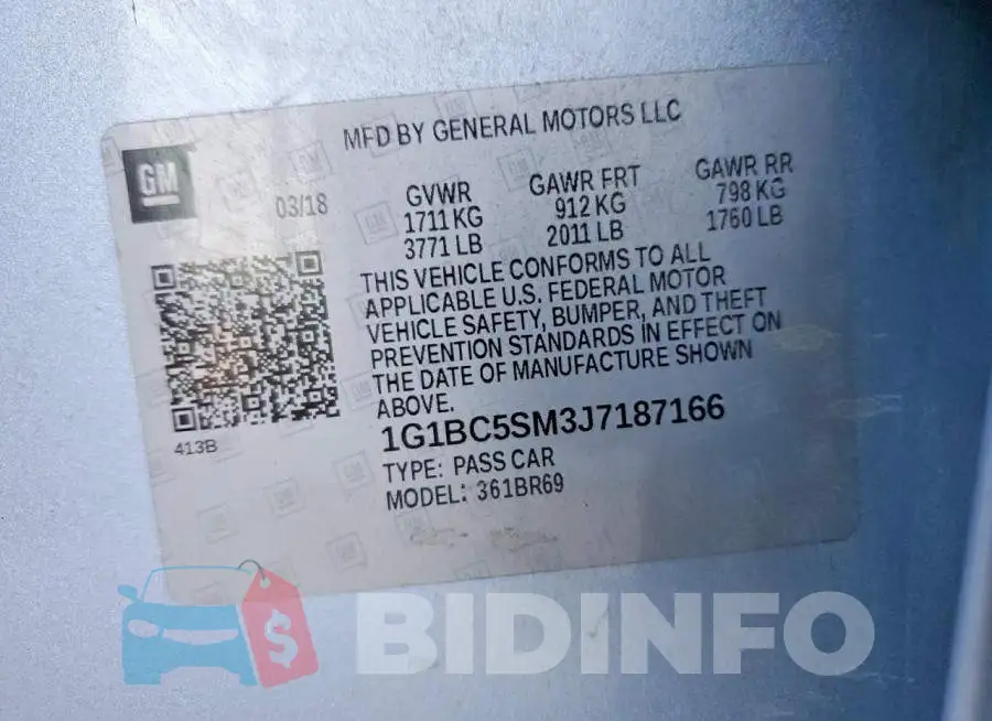 1G1BC5SM3J7187166 Photo# 12