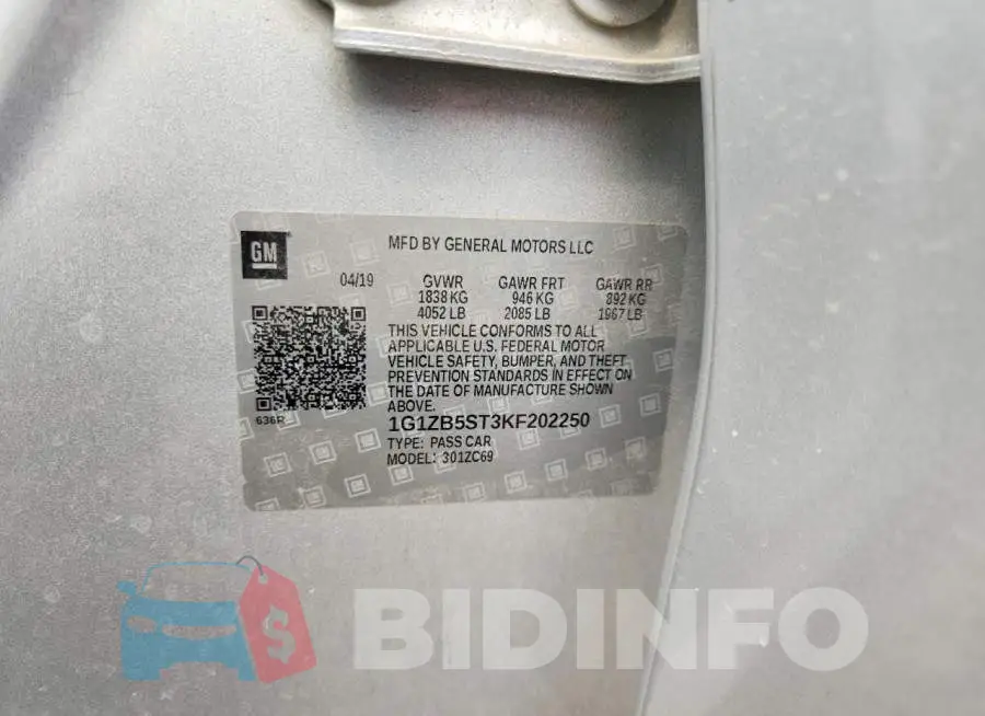 1G1ZB5ST3KF202250 Photo# 12