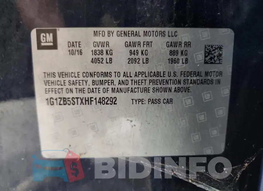 1G1ZB5STXHF148292 Photo# 12