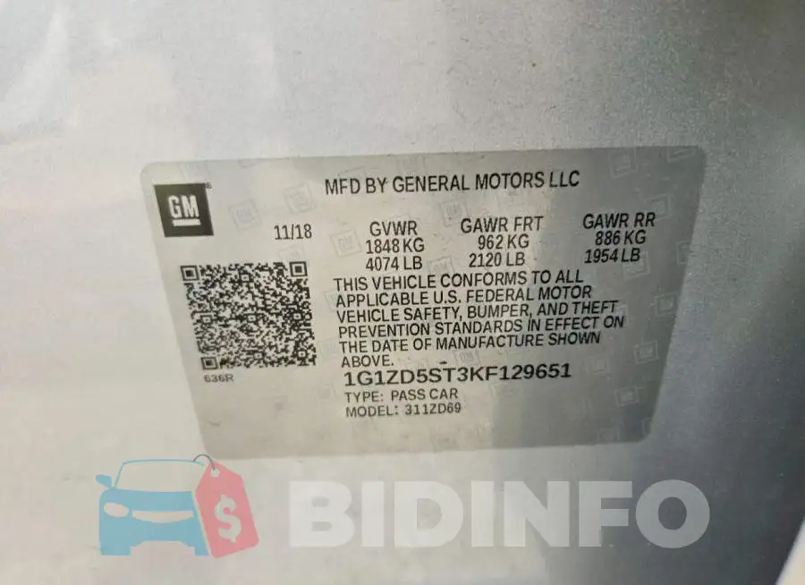 1G1ZD5ST3KF129651 Photo# 12
