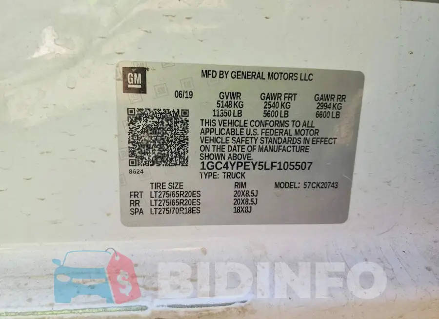 1GC4YPEY5LF105507 Photo# 12