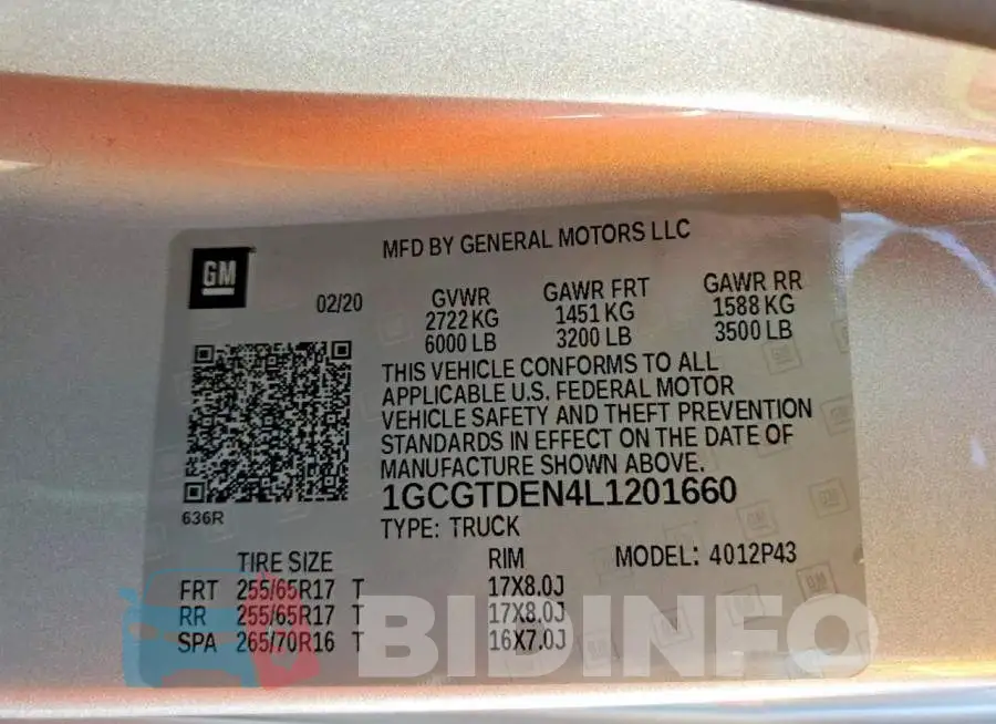 1GCGTDEN4L1201660 Photo# 13