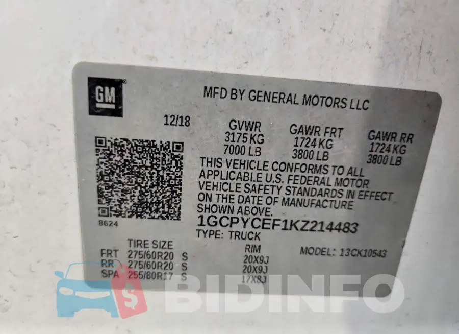 1GCPYCEF1KZ214483 Photo# 12