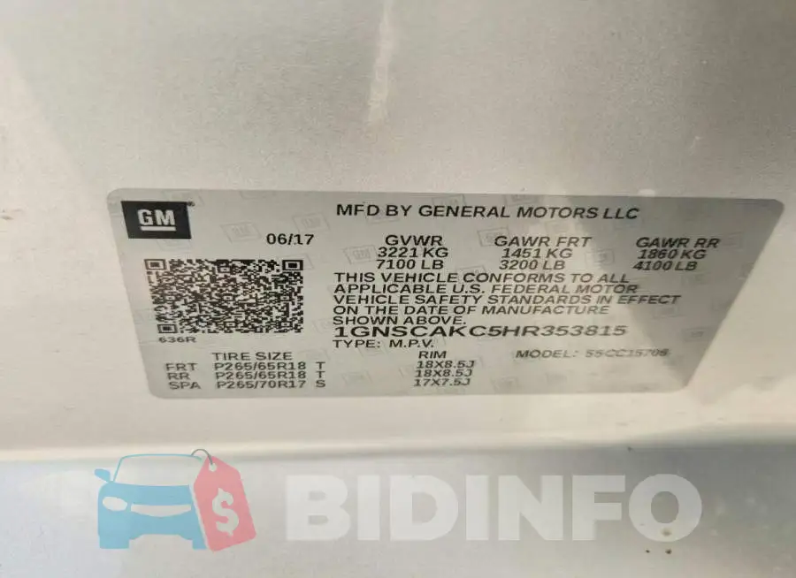 1GNSCAKC5HR353815 Photo# 13