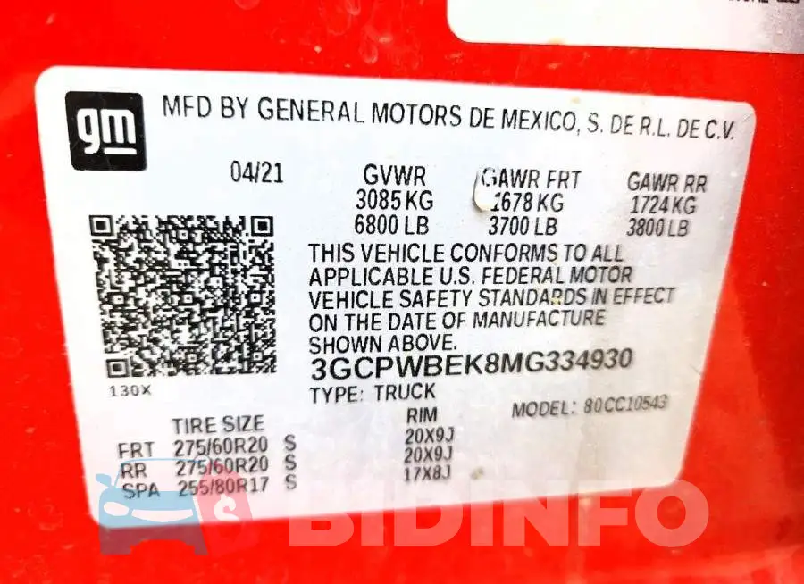 3GCPWBEK8MG334930 Photo# 12