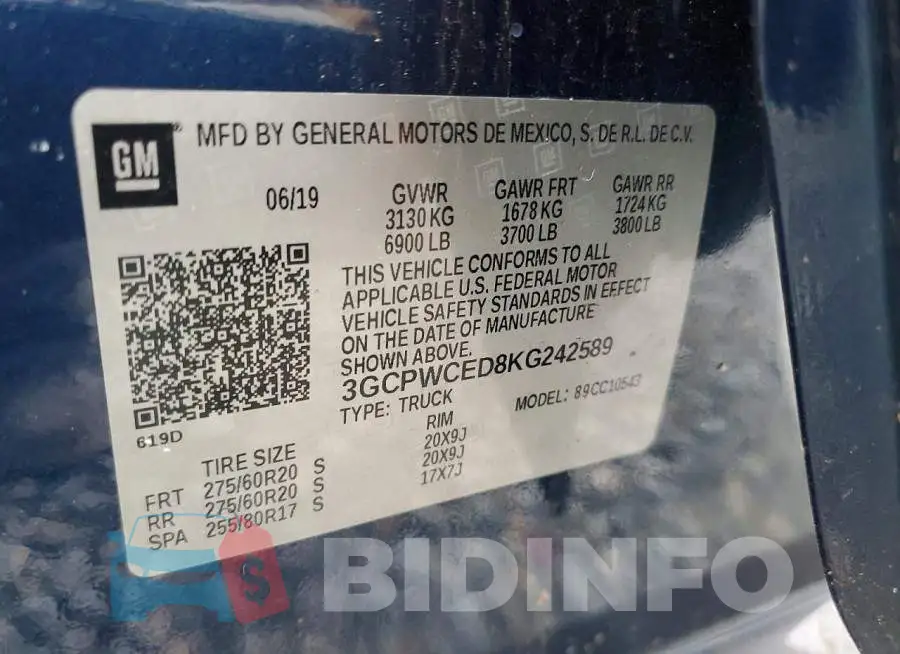3GCPWCED8KG242589 Photo# 12