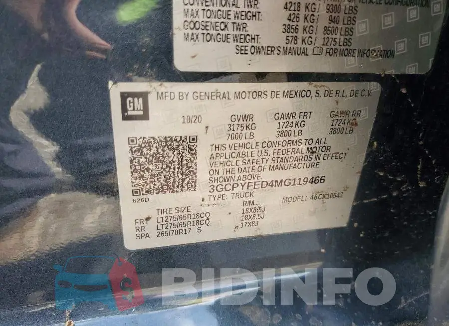 3GCPYFED4MG119466 Photo# 13
