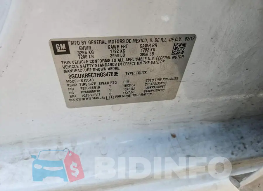 3GCUKREC7HG347805 Photo# 12