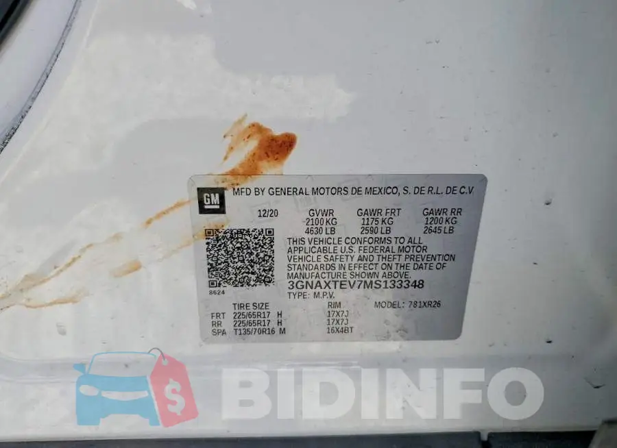 3GNAXTEV7MS133348 Photo# 14