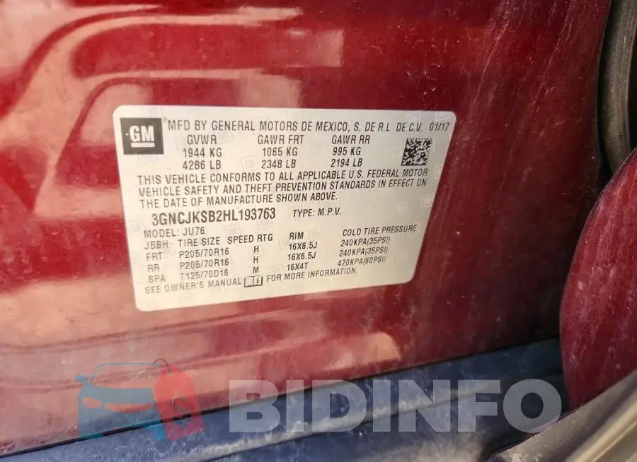 3GNCJKSB2HL193763 Photo# 13