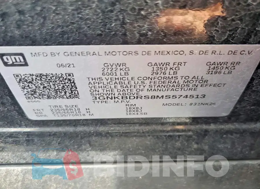 3GNKBDRS8MS574513 Photo# 13
