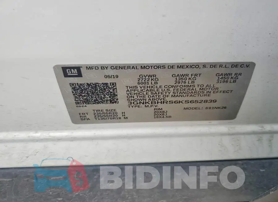 3GNKBHRS6KS652839 Photo# 13