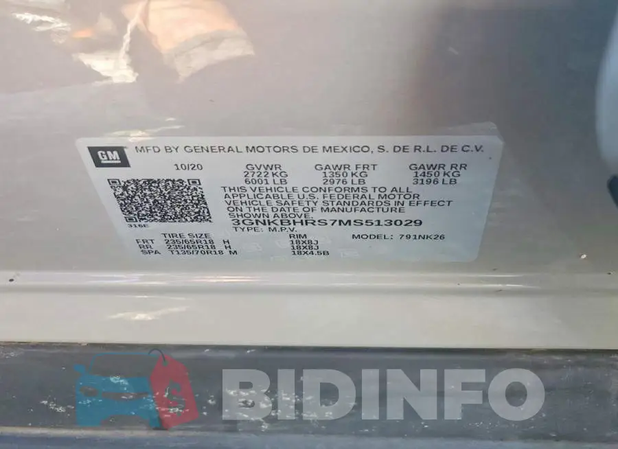 3GNKBHRS7MS513029 Photo# 14