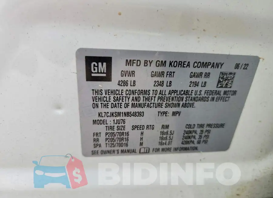 KL7CJKSM1NB548393 Photo# 13