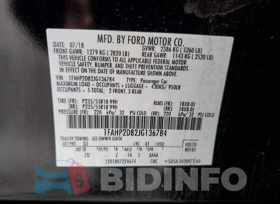 1FAHP2D82JG136784 Photo# 13