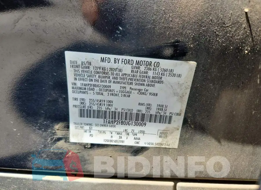 1FAHP2F80JG130009 Photo# 12