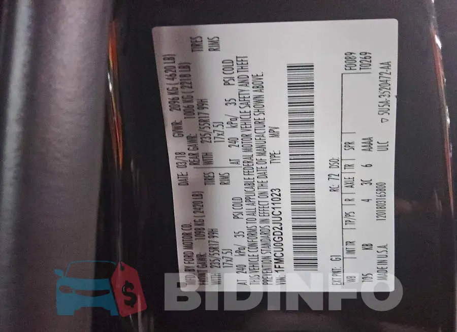 1FMCU0GD2JUC11023 Photo# 12