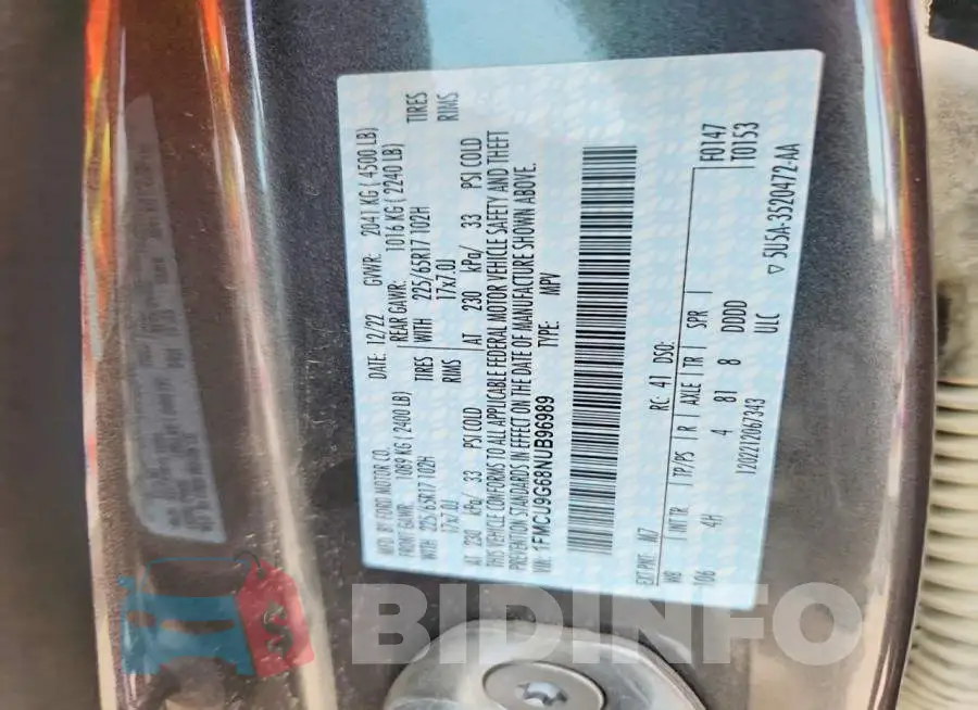 1FMCU9G68NUB96989 Photo# 12