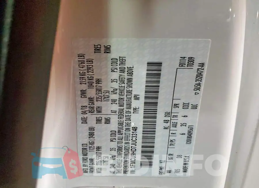 1FMCU9HD7JUC33148 Photo# 13