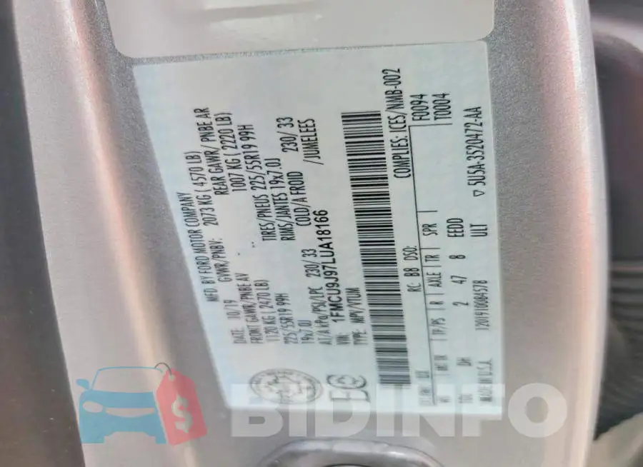 1FMCU9J97LUA18166 Photo# 12