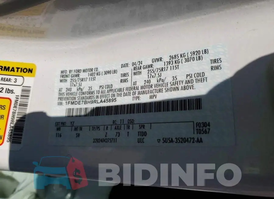 1FMDE7BH9RLA45895 Photo# 13