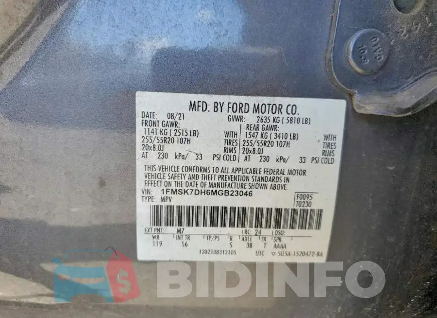 1FMSK7DH6MGB23046 Photo# 13