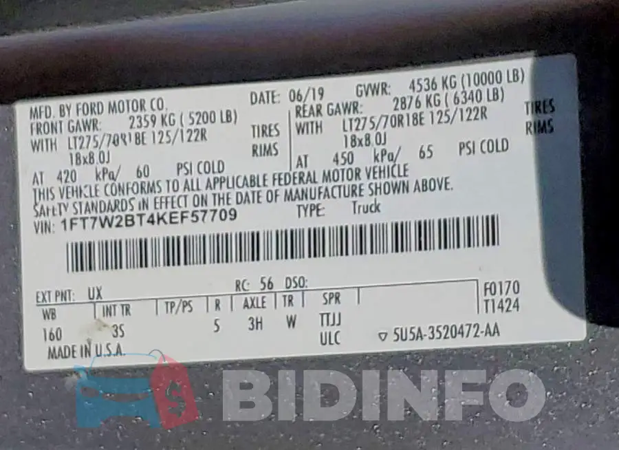 1FT7W2BT4KEF57709 Photo# 13